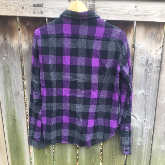 Women's Purple and Black Plaid Shirt - Picture 6 of 8